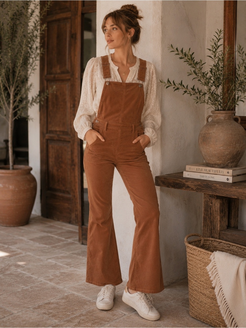 7 For All Mankind Roberta Kick Flare Corduroy Overalls Anthropologie XL Bootcut